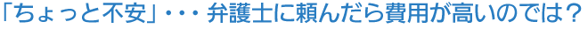 「ちょっと不安」・・・弁護士に頼んだら費用が高いのでは？
